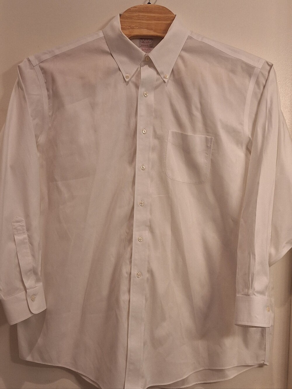 Brooks Brothers Madison Fit 18-35 Mens Long Sleeve White Dress‎ Shirt